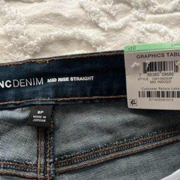 NWT Inc Denim Petite Core Denim Straight denim jeans, cuffed, women’s 8P. - Picture 6 of 10